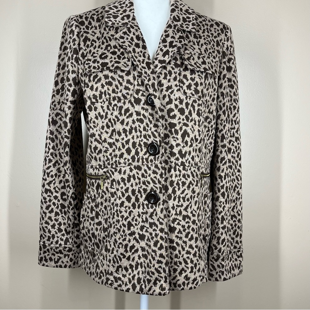 FENN WRIGHT MANSON Tan and Brown Cheetah Print Blazer Size M Women's